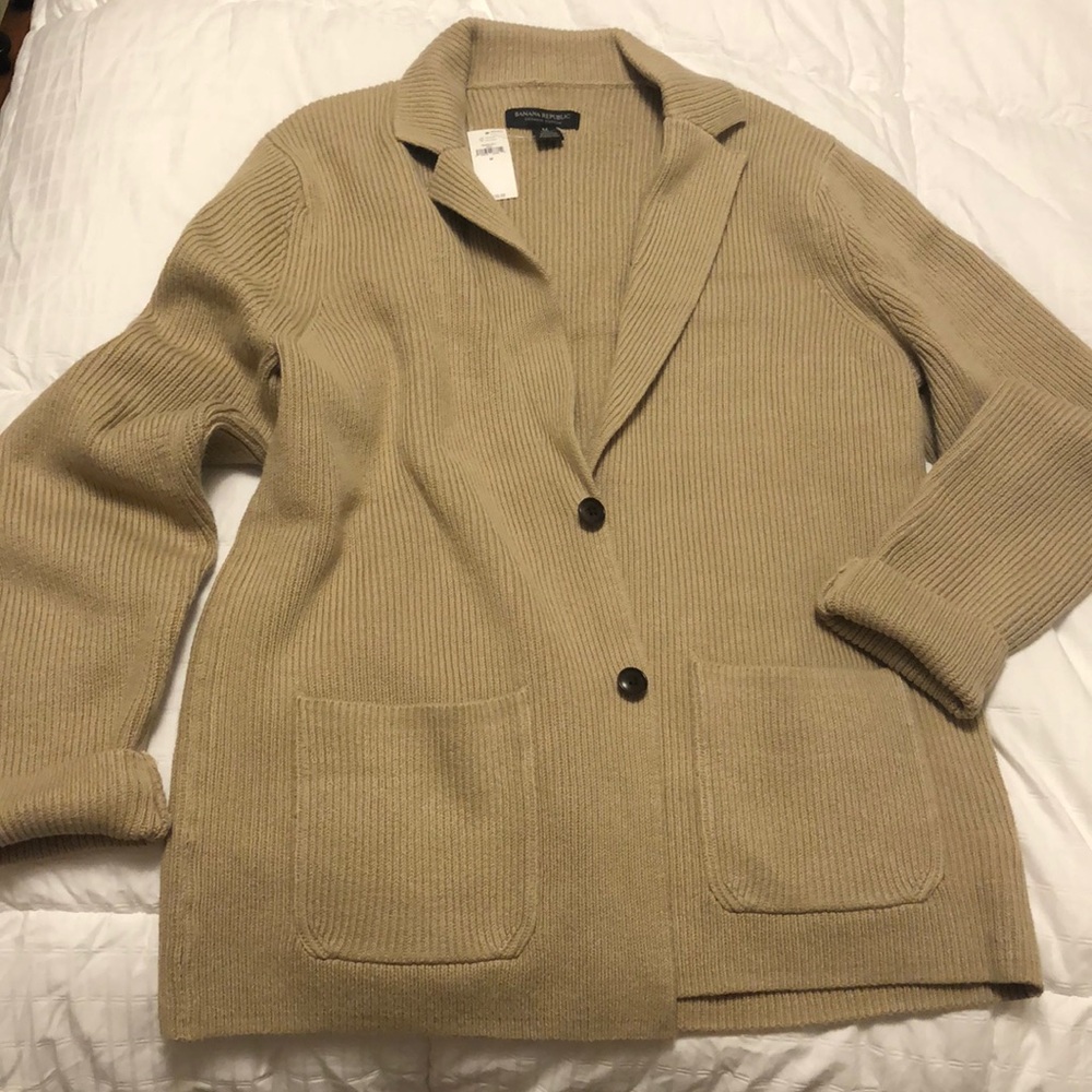 Mens new camel color blazer style sweater